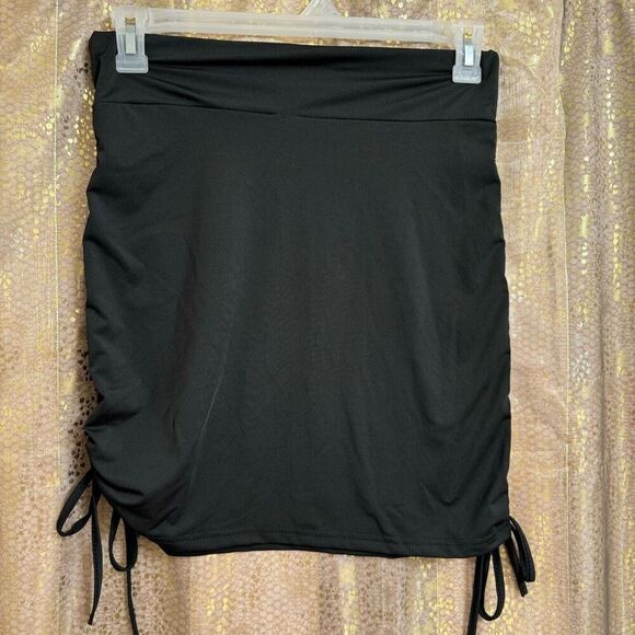 SHEIN Black Stretchy Adjustable Ruched Mini Skirt Large NWT - Picture 2 of 6